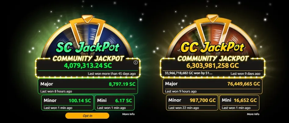 Jackpota SC and GC Community Jackpots with Major, Minor and Mini tiers, October 2026