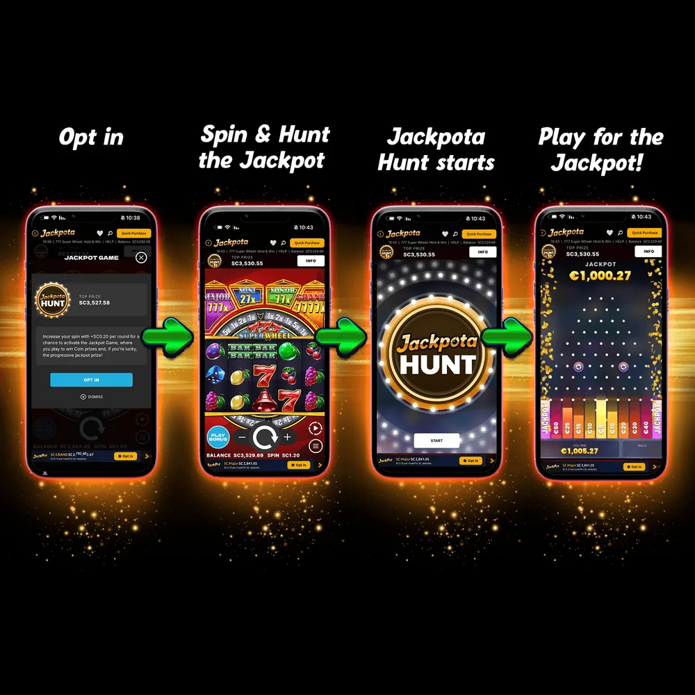 How Jackpota Hunt works: opt in, spin and hunt the jackpot, Jackpota Hunt starts, play for the jackpot