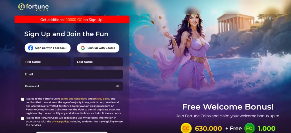 Fortune coins registration