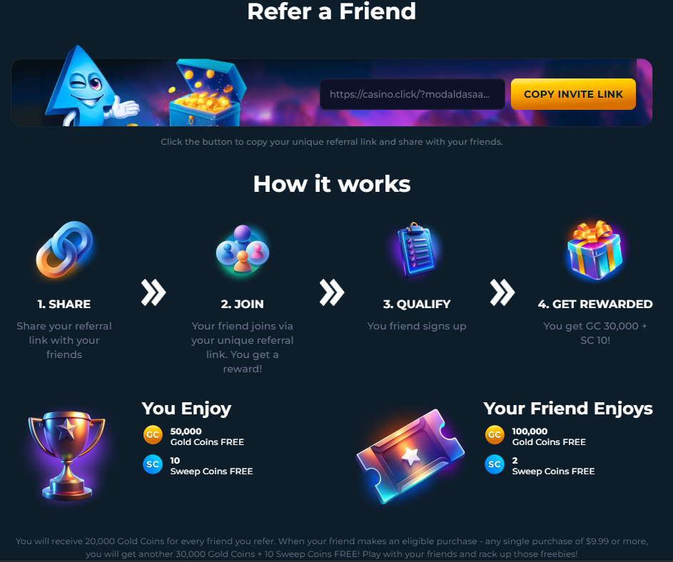 casino.click refer a friend bonus