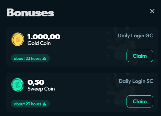 moonspin daily login bonus