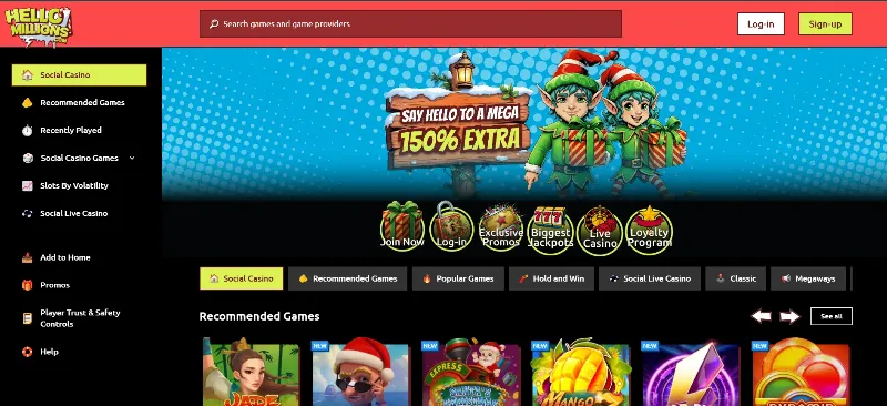 hello millions homepage